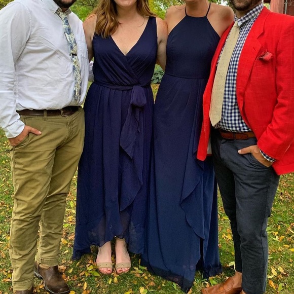 David’s Bridal Ruffle Trim Chiffon Faux Wrap Bridesmaid Dress - Picture 9 of 9